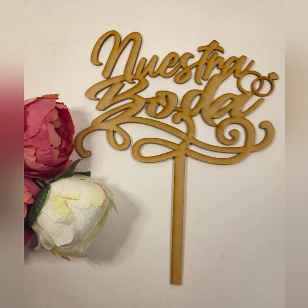 Nuestra Boda Wooden Cake Topper. Wedding Cake Topper. Spanish Wedding